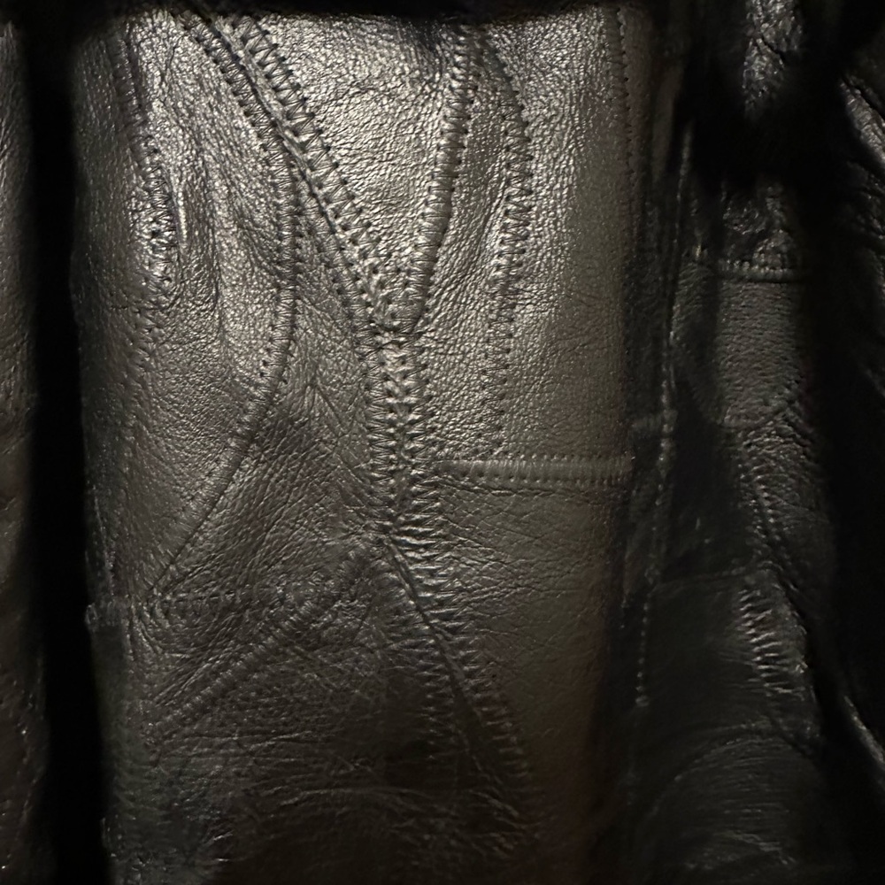 Leworld Fine Leather Textured Patchwork Belted Tr… - image 6